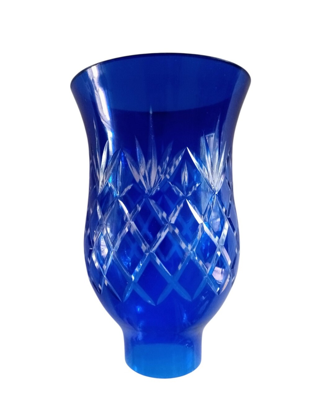 International Silver Company Cobalt Blue Glass Hurricane Lamp Shade EUC